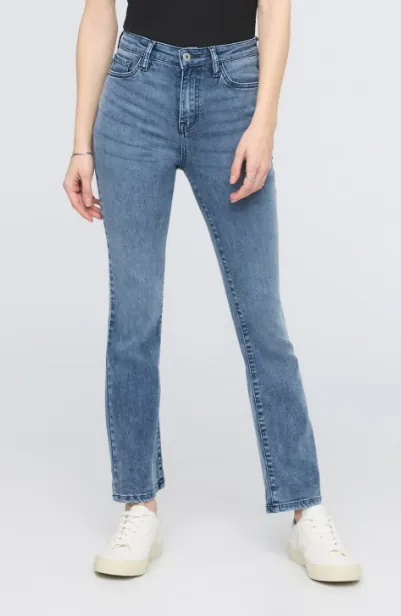 No Sweat Denim High Rise Kick Flare - Textured Indigo